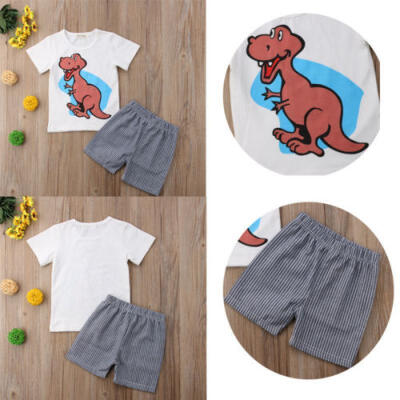 

Newborn Kids Baby Boys Summer Tops T-shirt Shorts 2Pcs Cotton Outfits Set 1-7Y