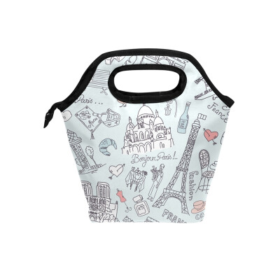 

Lunch Tote Bag Busy City Travel Picnic Insulated Lunch Handbags Portable Zipper Lunch Bag Box