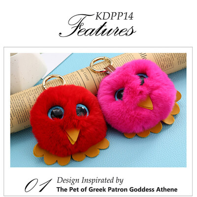 

Free Shipping Stuffed Owl Charms Minerva Bird Phone Case Straps Real Rabbit Fur Poms Balls Key Chains Pendant Plush DIY Necklaces