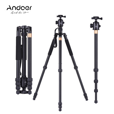 

Andoer TP-999B Professional Portable Aluminum Alloy Tripod Monopod with Panoramic Ball Head 4-Section Max Height 163cm 14" Screw