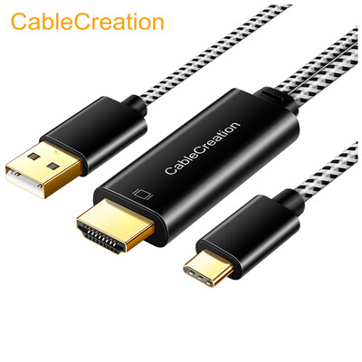 

CABLE CREATION CD0626 type-c turn hdmi line converter cable with USB power supply 183 meters usb c turn hdmi with the screen to eat chicken artifact aluminum shell cotton net
