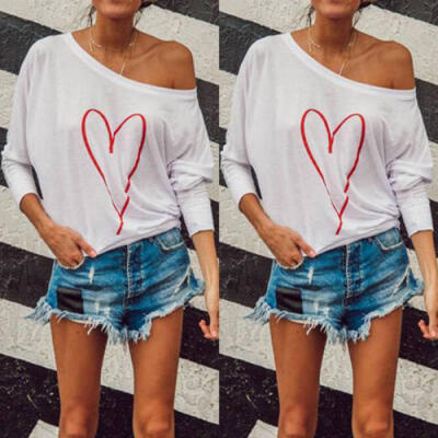 

Womens Off-shoulder Long Sleeve T-shirt Blouse Tops Summer Casual Clothes