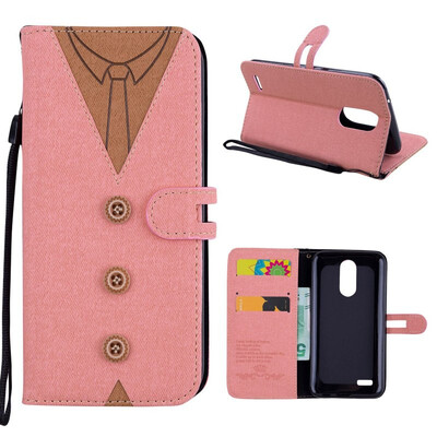 

MOONCASE LG K10 2017 stitching embossed mens leather case - powder