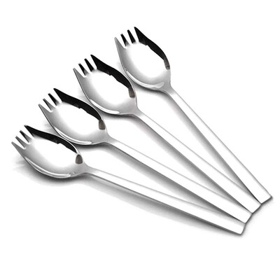 

UpperX 4pack Stainless Sporks Everyday UseCamping Backpacking UtensilsSpaghetti Salad Dessert Heavy Duty Flatware Set 82 inch