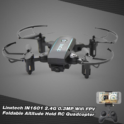 

Linxtech IN1601 24G 480P Wifi FPV Foldable Altitude Hold RC Drone w 3 Batteries