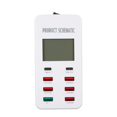 

Quick Charge 30 8A 6-Port USB Wall Charger And 2-Port Type-C Desktop Charger Charging Station with LCD Display Intelligent IC Aut