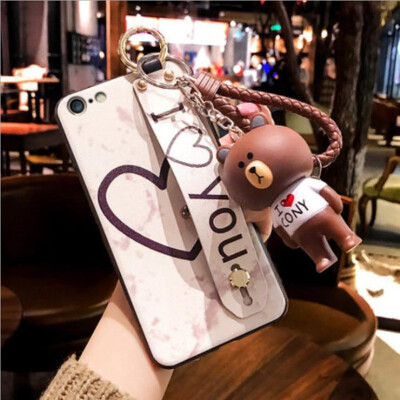 

For iPhone XS Phone Cases 2018 new Arrival Fashion Covers Soft TPU With Wristband Kickstand Hand rope Small Bear case