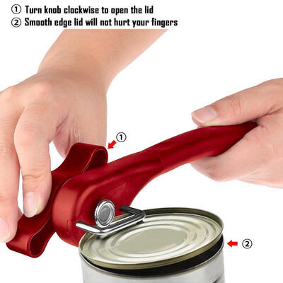 

Cut Manual Can Tin Opener ffner Red New Stainless Steel Safety Side Smooth Edge