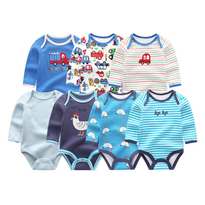 

7PCS Long Sleeve Cotton 0-12M Baby Boys Clothes Newborn Unicorn Print Baby Girls Clothes Cartoon Bodysuits One-Pieces Babywear