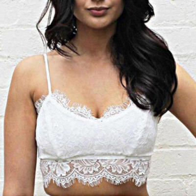 

Women Sheer Lace Floral Bralette Bralet Bra Bustier Crop Top Cami Padded Tank