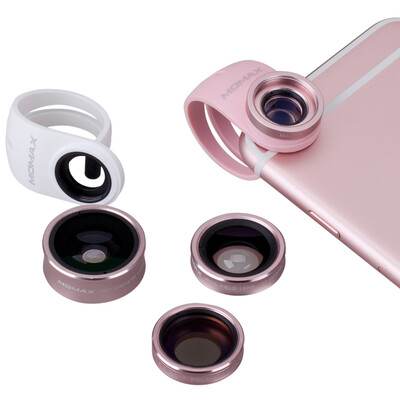 

MOMAX X-Lens 4-in-1 Elite Mobile Phone Lens Set 120 ° Wide Angle 15X Macro 180 Fisheye CPL Polarized Color Mixing