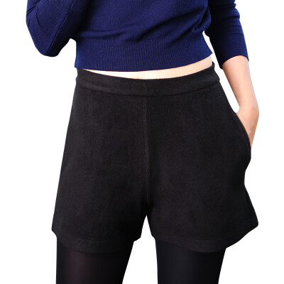 

Антарктические (Nanjiren) Шерстяные короткие брюки Женские высокие талии Тонкие повседневные брюки Шнуры с широкими ногами для женщин женский черный L (165/72)