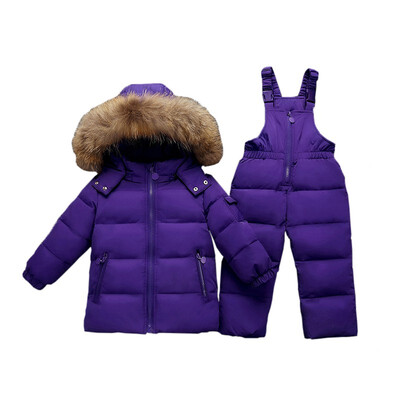 

2018 Winter warm down jacket for baby girl clothes child clothing sets boys parka real fur coat kids snow wear infant overcoat