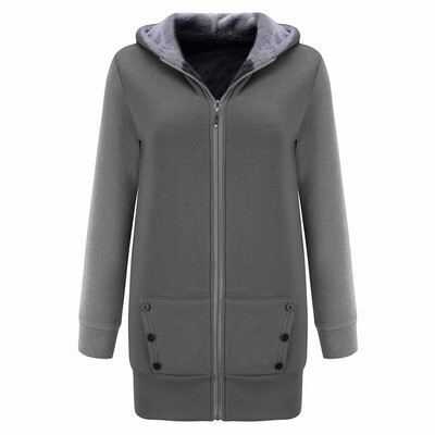 

Inner fleece thickening hooded casual cardigan sweater coat