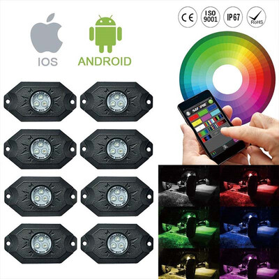 

8PCS Car 4X4 Rock Lamp RGB LED Bluetooth Music Control Toyota LED Rock Light Parts