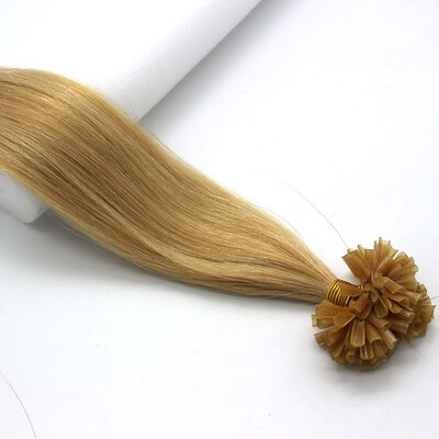 

Pre Bonded Nail U Tip Keratin Fusion Real Hair Womens Human Hair Extension Straight 24 Blonde 100s 16-22inches