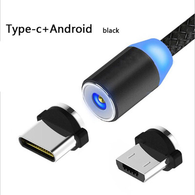 

2 in 1 Fast Cable Magnetic Charging Micro Cable For Xiaomi Samsung Huawei 360 Degree Nylon Braided Type-c Android Port USB Cable