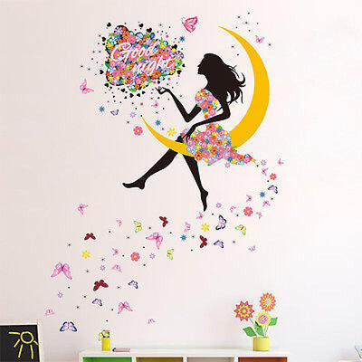 

Moon Floral Girl Butterfly Large Wall Sticker Mural Art Decals Kids Room Decor