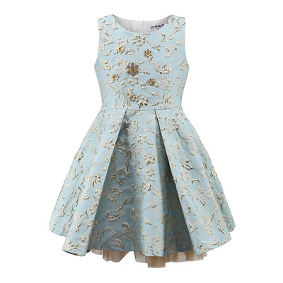 

Girls 5 Metal Flowers Appliques Pink Princess Party Dresses Formal Teal Blue Dress up Fall Clothes for Kids 6 8 10 Years Old