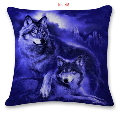 

45cm45cm Animal wolf pattern linen cotton pillow case sofa cushion cover animal design square decorative pillow cover