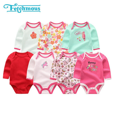 

7PCS Long Sleeve Cotton 0-12M Baby Boys Clothes Newborn Unicorn Print Baby Girls Clothes Cartoon Bodysuits One-Pieces Babywear