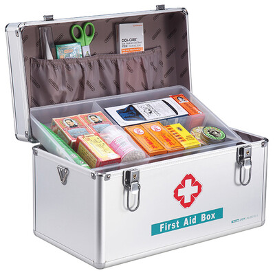 

Jinlongxing (Glosen) B016-3 aluminum alloy first aid box 16-inch family double-layer medicine box storage box