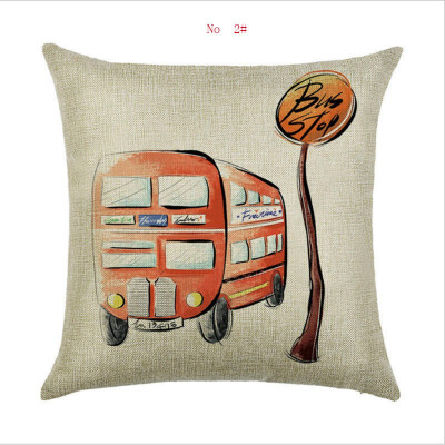 

45cm45cm A retro bus linencotton throw pillow covers couch cushion cover home decorative pillows