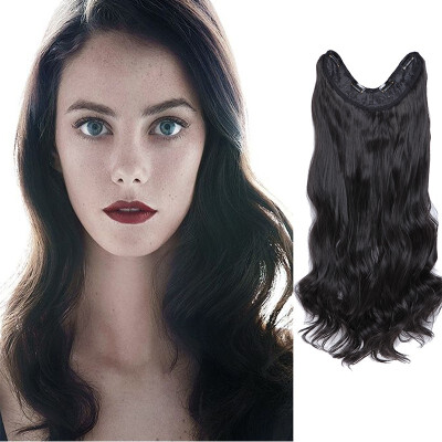 

24" Inch Long Curly Hair U Part One Piece Clip In Hair Extension Synthetic Heat Resistant Hairpiece