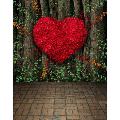 

Red Love Heart Photo Backdrop 57FT Vinyl Fabric Cloth Digital Printing Photo Background s-2141