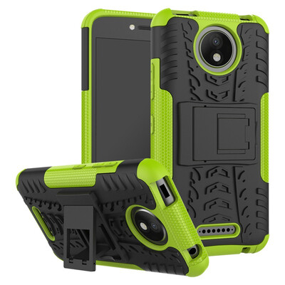 

Fivice Motorola Moto C Plus Case TPU anti-fall tire pattern back clip bracket phone case