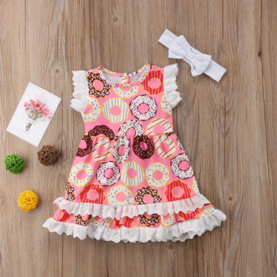 

Kids Baby Girls Dress Lace Doughnut Party Dress Sleeveless Short Dress Clothes