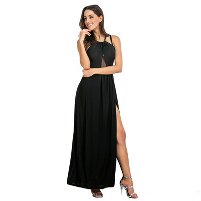 

PREISEI Summer Women Sexy Patchwork Backless Spaghetti Strap Maxi Dress Sleeveless Empire Floor-Length Long Beach Dresses PR2404