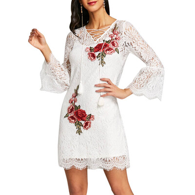 

Embroidery Lace Dress with Cami Dress Twinset