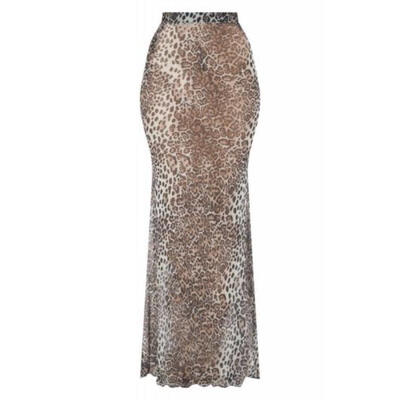 

AU Women Summer Sexy Leopard High Waist Foldover Long Maxi Skirt Elastic Dress