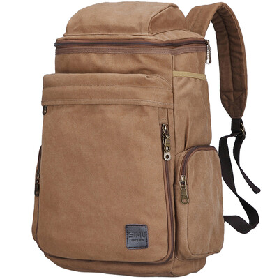 

Simo SIMU backpack shoulder bag fashion wild casual sports canvas bag backpack 15-inch computer bag 1612 brown