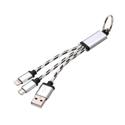 

2-in-1 USB 20 Male to Type-CFor Lightening Nylon Braided Charge Cable For iOS Huawei Samsung HTC etc Blue