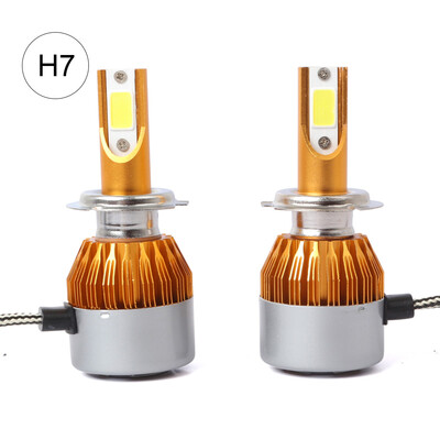 

C6 Universal Automobile Headlight Gold Modified Lamp Kit Car LED Conversion COB Bulbs Lamps 6500K White Light
