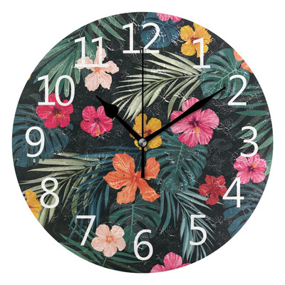 

Wall Clock Arabic Numerals Design Colorful Floret Round