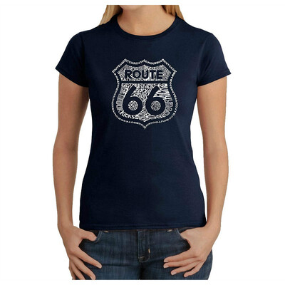 

Womens Word Art T-Shirt - Get Your Kicks on Route 66- LA Pop Art