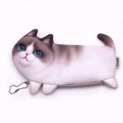 

3D Simulate Cat Makeup Cosmetic Case Pen Pencil Bag Zipper Coin Pouch Purse USA