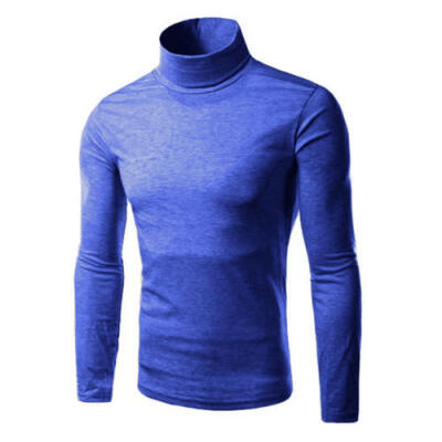 

New Mens Polo Roll Turtle Neck Pullover Knitted Jumper Funnel Neck Tops Sweater