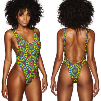 

USA Women One Piece Monokini Swimwear Bathing Beach Bikini Unpadded Beachwear YY