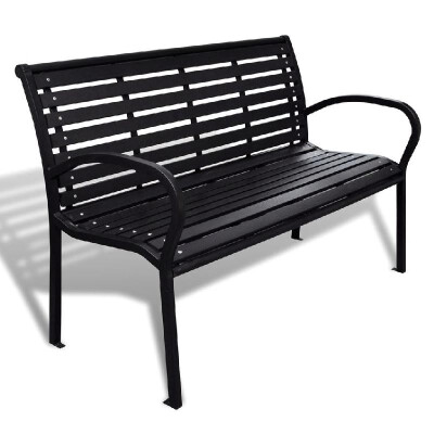 

Festnight 3-Seater Outdoor Patio Garden Bench Porch Chair Seat with Steel Frame Solid Construction 49" x 24" x 32