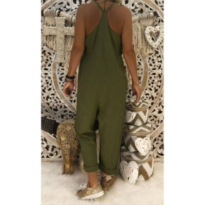 

Womens Casual Strappy Linen Long Pants Jumpsuit Overall Ladies Loose Playsuit