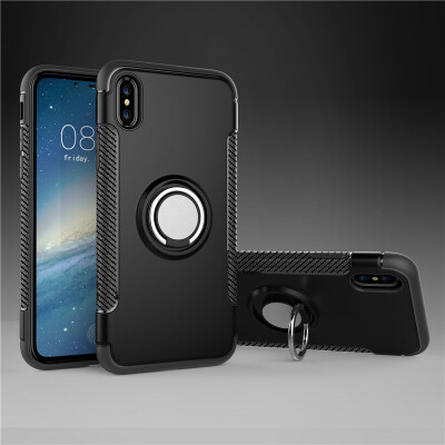 

Fecoprior Back Cover For iPhone XS X iPhoneXS Case Car Holder Stand Hard PC Silicon Ring Suction Bracket Celulars