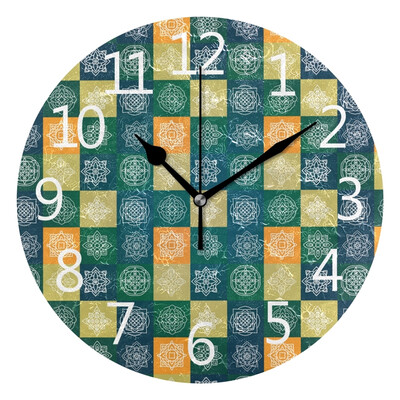 

Wall Clock Arabic Numerals Design Ancient Mandala Round