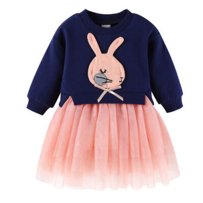 

New Toddler Baby Girls Long Sleeve Knitted Bow Newborn Tutu Princess Dress 0-5T