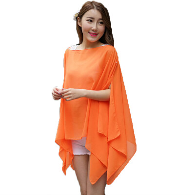 

【Jingdong Supermarket】 Meng Si Ke (MSEK) WSJ161685 Ms. scarf pearl button beach beach scarf chiffon orange