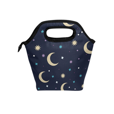 

Lunch Tote Bag Moon Travel Picnic Insulated Lunch Handbags Portable Zipper Lunch Bag Box