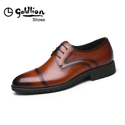 

Goldlion mens urban dress casual British fashion comfortable shoes 58091012847A-brown -41 yards